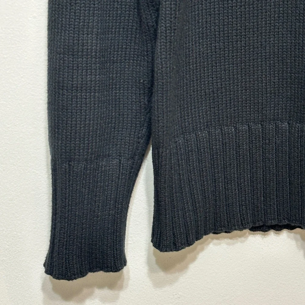 J. Crew Cotton Mock Neck Ribbed Sweater Womens XS Black Pullover Academia Preppy